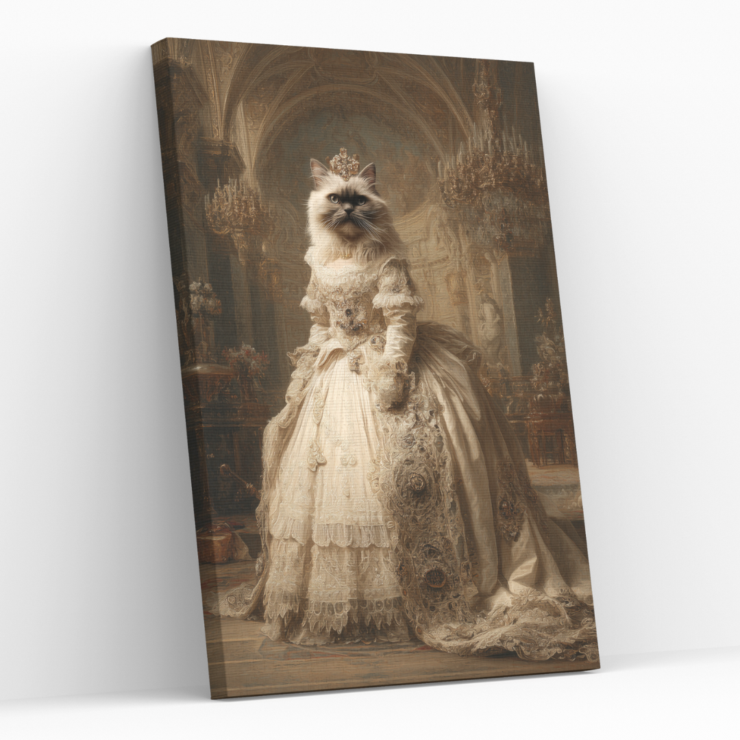 Персонализиран кралски портрет за котка "Кралица Лирисана"