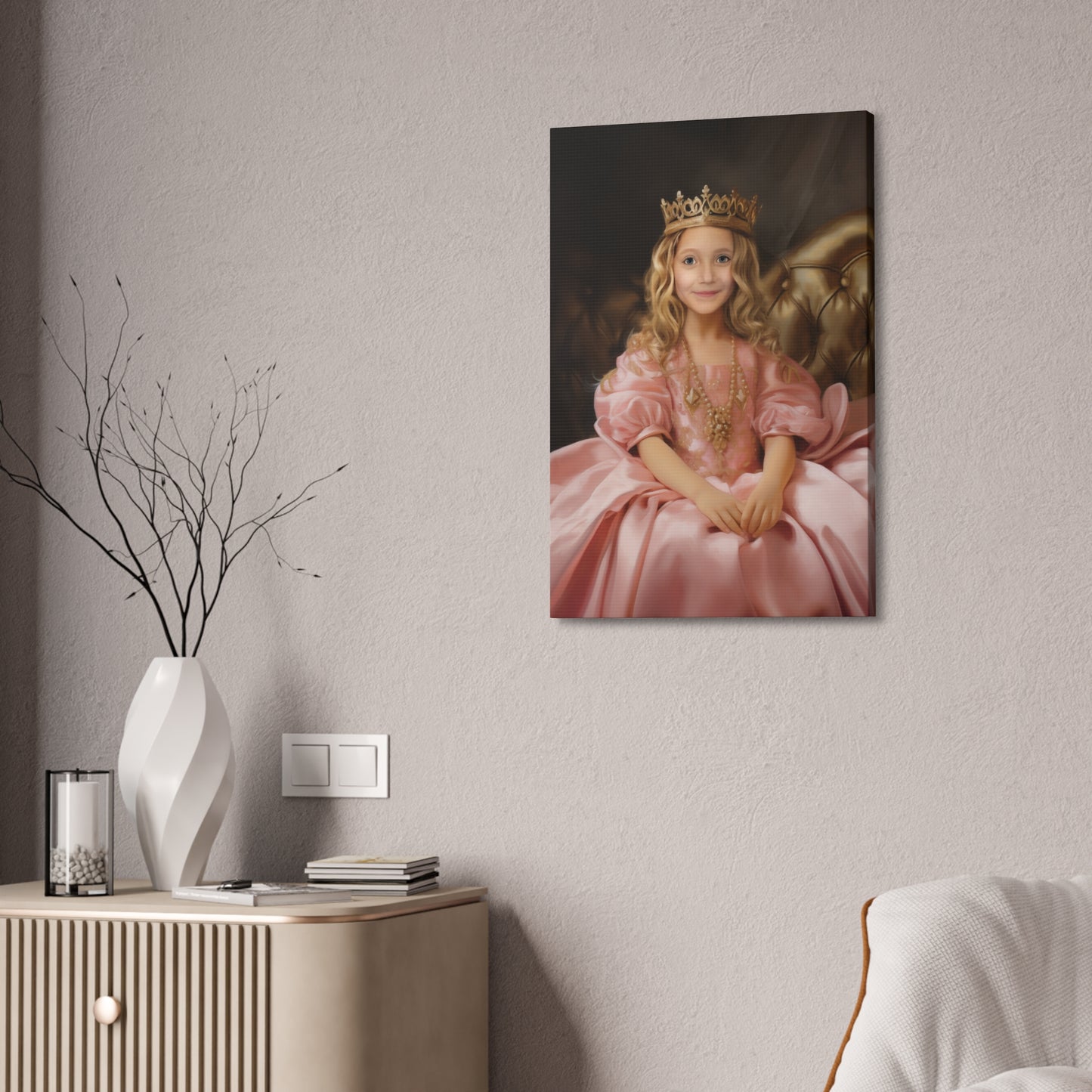 Персонализиран кралски портрет за момиче "Принцесата с розовата рокля"