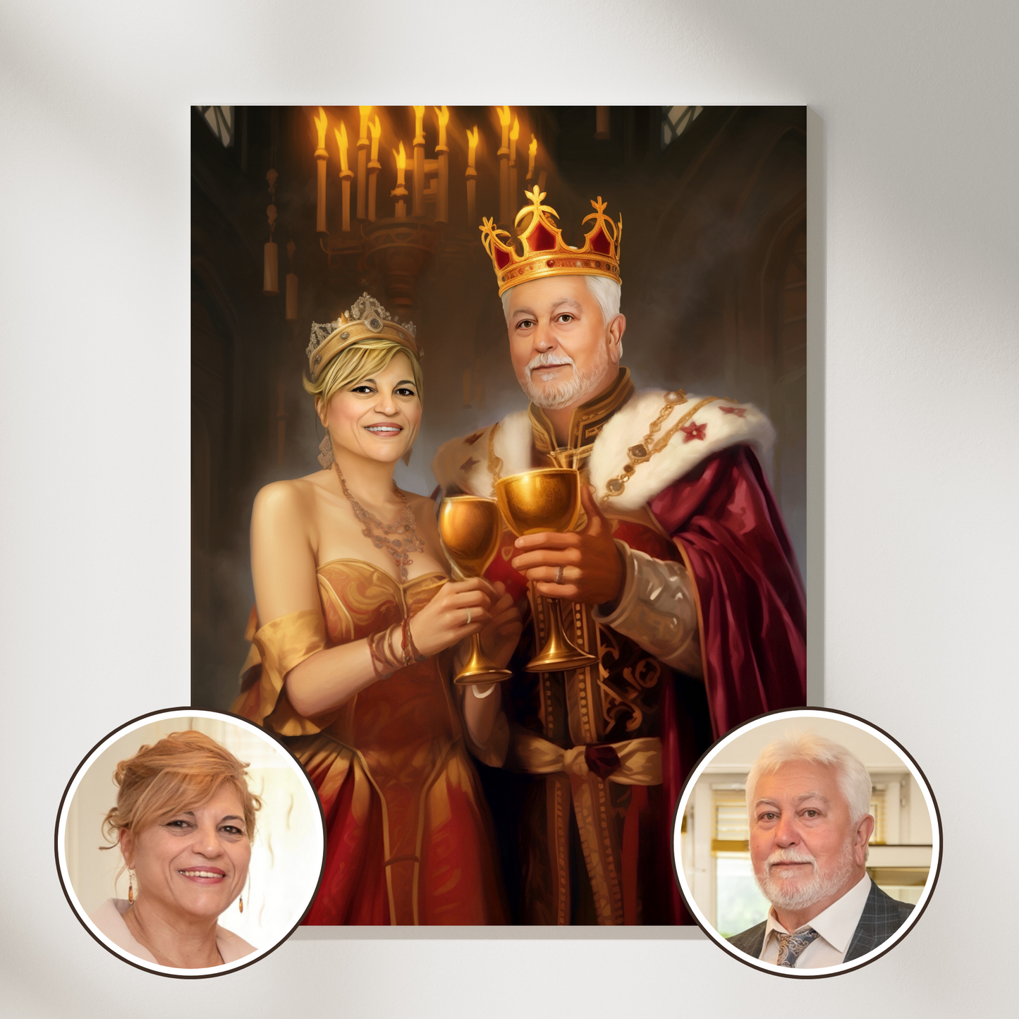 Персонализиран кралски портрет за двойка "Крал и Кралица"