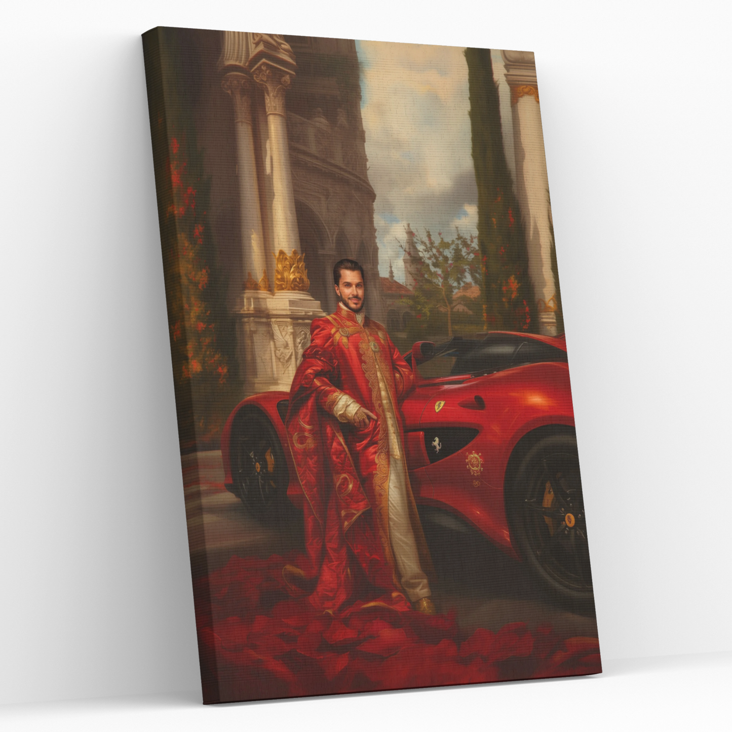 Персонализиран кралски портрет "Кралят и неговото Ferrari"