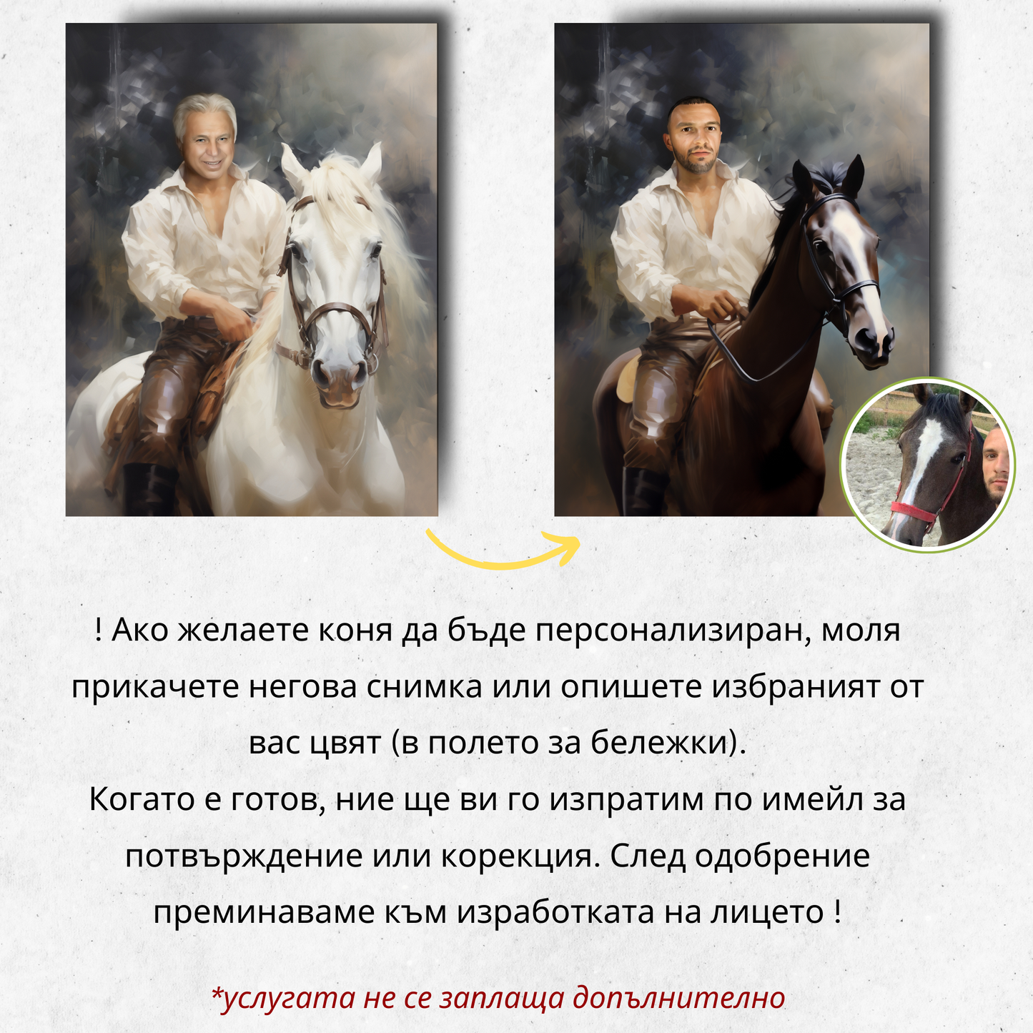 Персонализиран кралски портрет за мъж "Принцът на бял кон"