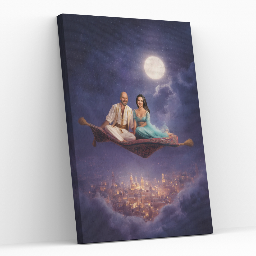 Персонализиран кралски портрет за двойка "Аладин и Принцесата"