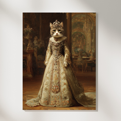 Персонализиран кралски портрет за котка "Принцеса Мирелия"
