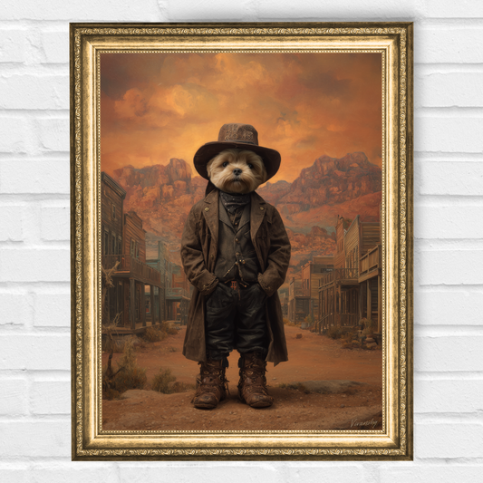 Персонализиран портрет за куче "Шерифът на Дивия Лай"