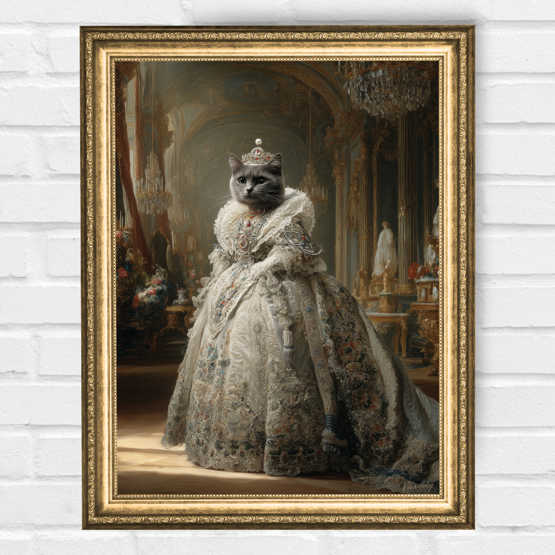 Персонализиран кралски портрет за котка "Принцеса Мъркелина"