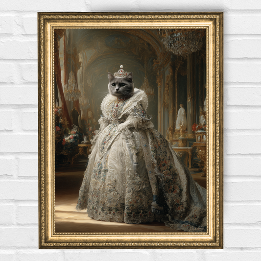 Персонализиран кралски портрет за котка "Принцеса Мъркелина"