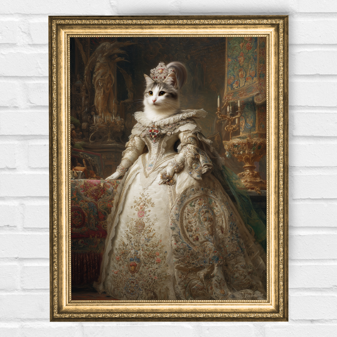 Персонализиран кралски портрет за котка "Принцеса Мисти"