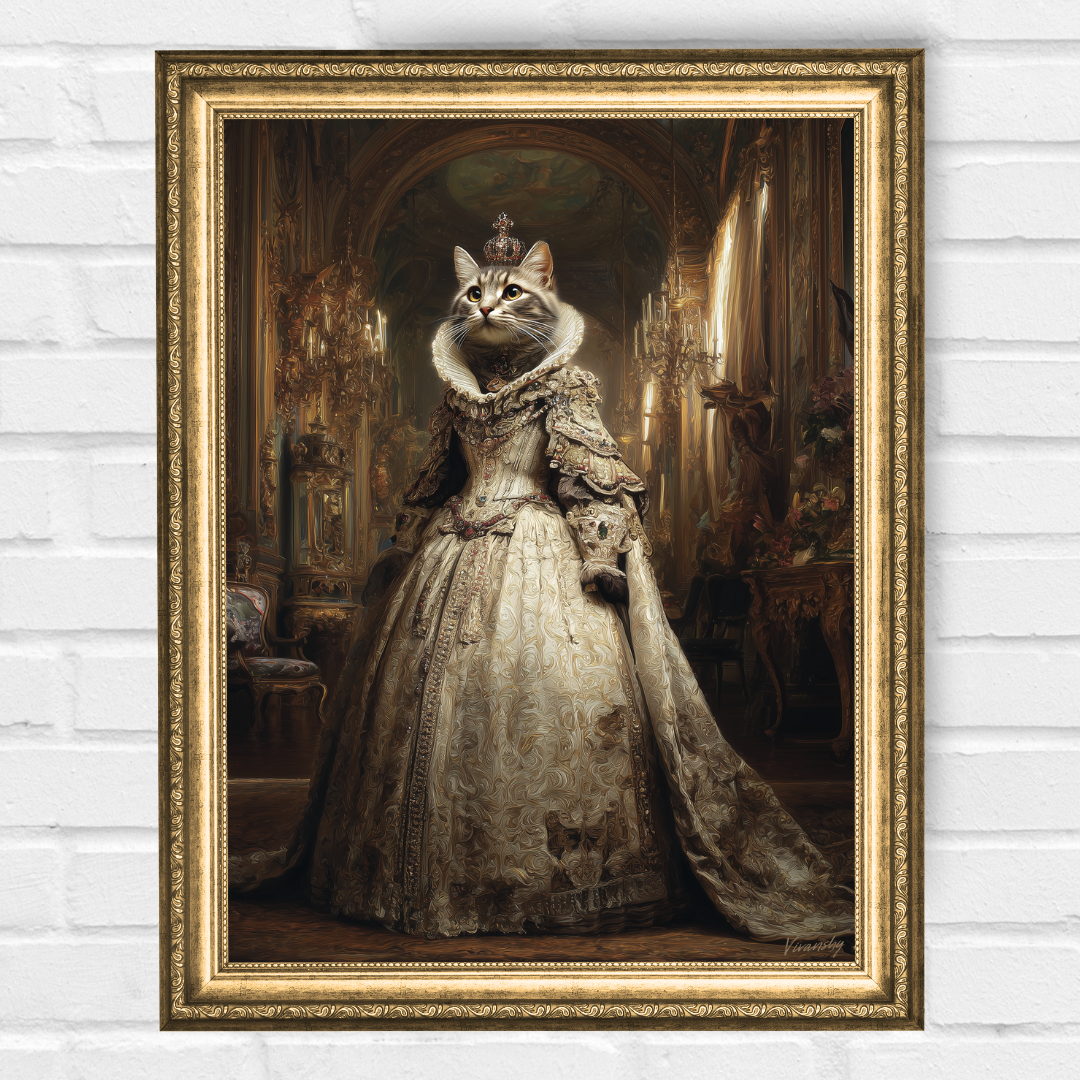 Персонализиран кралски портрет за котка "Кралица Аврелина"