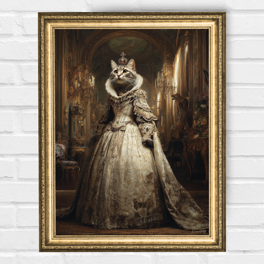 Персонализиран кралски портрет за котка "Кралица Аврелина"
