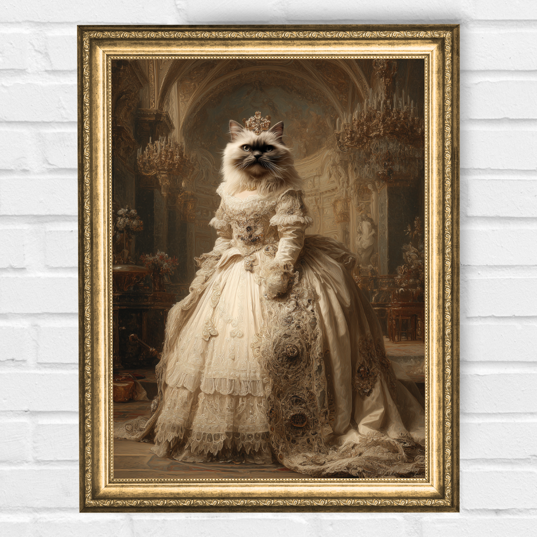 Персонализиран кралски портрет за котка "Кралица Лирисана"