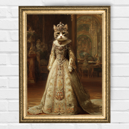 Персонализиран кралски портрет за котка "Принцеса Мирелия"