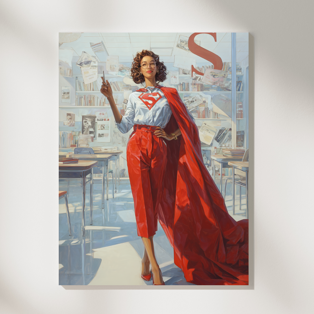 Персонализиран портрет за жена "Супер-жена учителка"