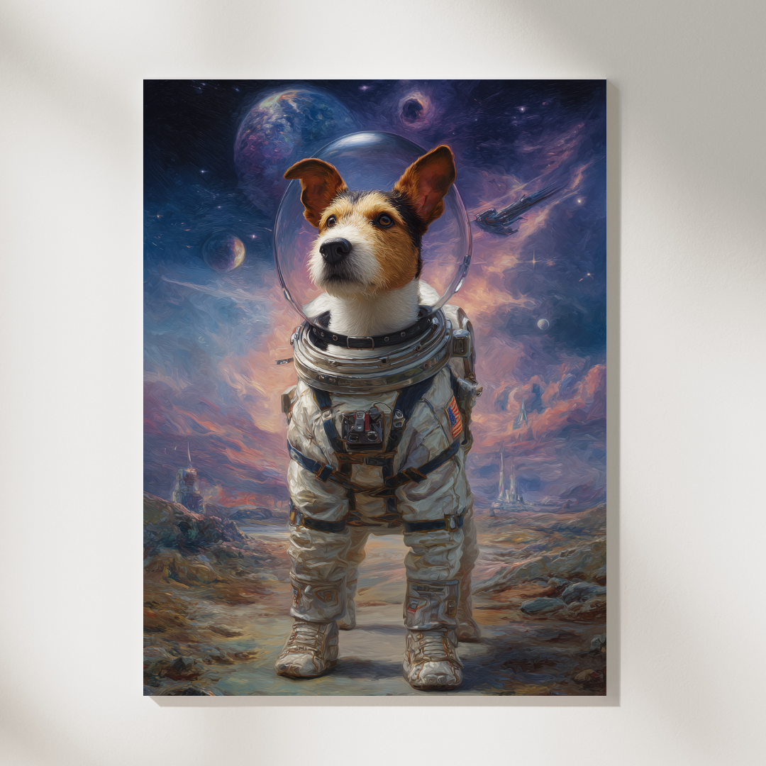 Персонализиран портрет за куче "Звездният пътешественик"