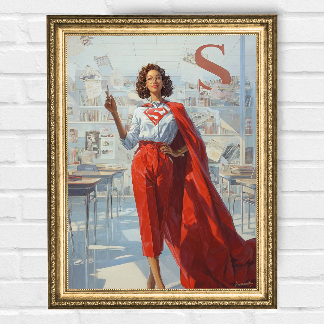 Персонализиран портрет за жена "Супер-жена учителка"
