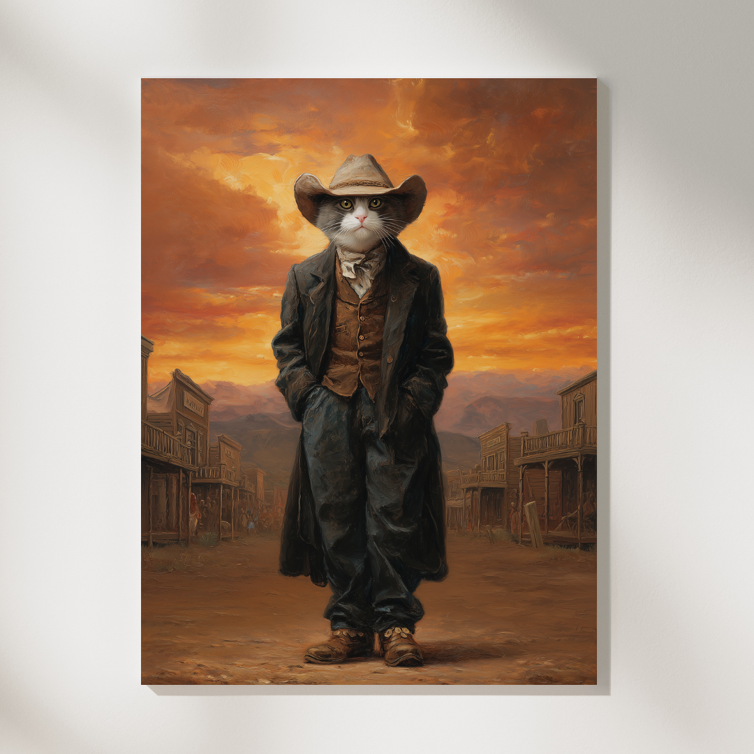 Персонализиран портрет за котка "Шерифът на Дивата Опашка"