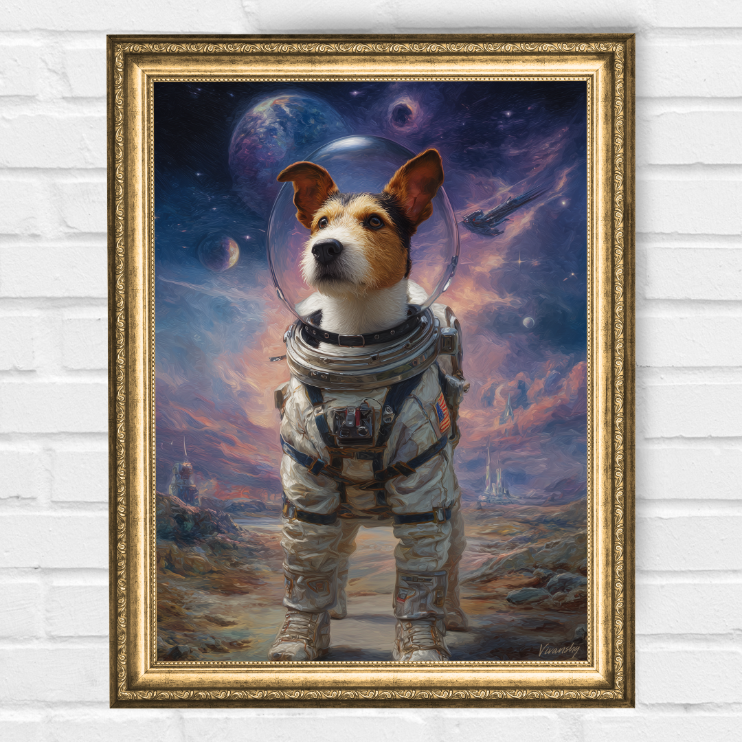 Персонализиран портрет за куче "Звездният пътешественик"