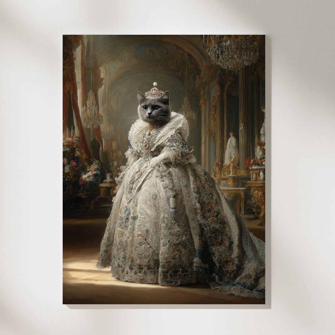 Персонализиран кралски портрет за котка "Принцеса Мъркелина"