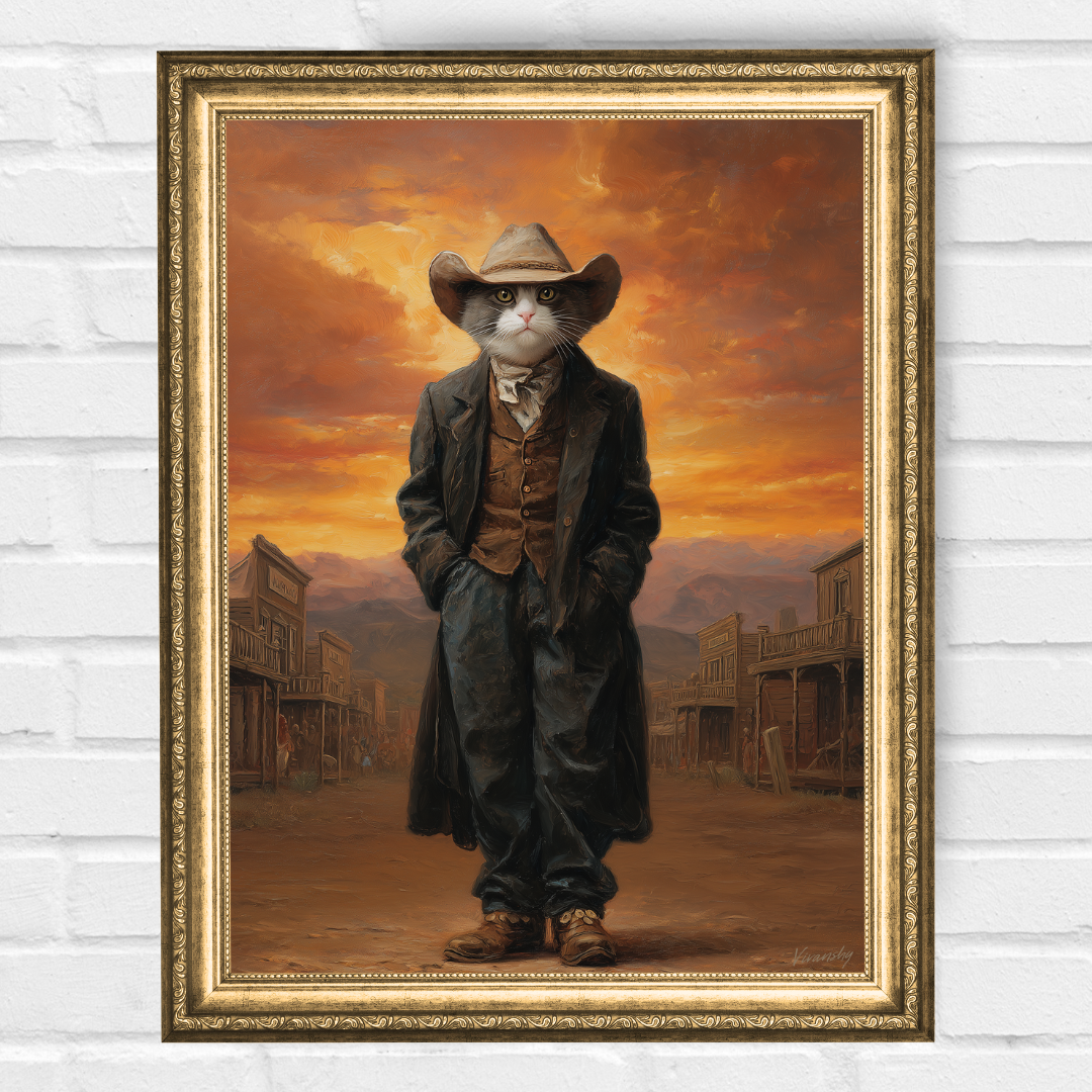 Персонализиран портрет за котка "Шерифът на Дивата Опашка"