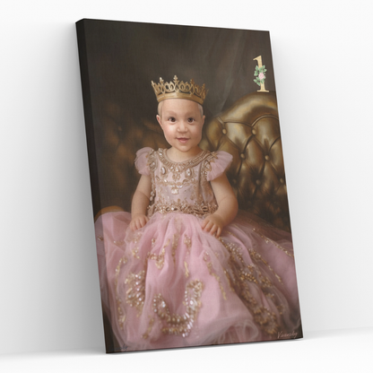 Персонализиран кралски портрет за бебе "Принцесата с розовата рокля"