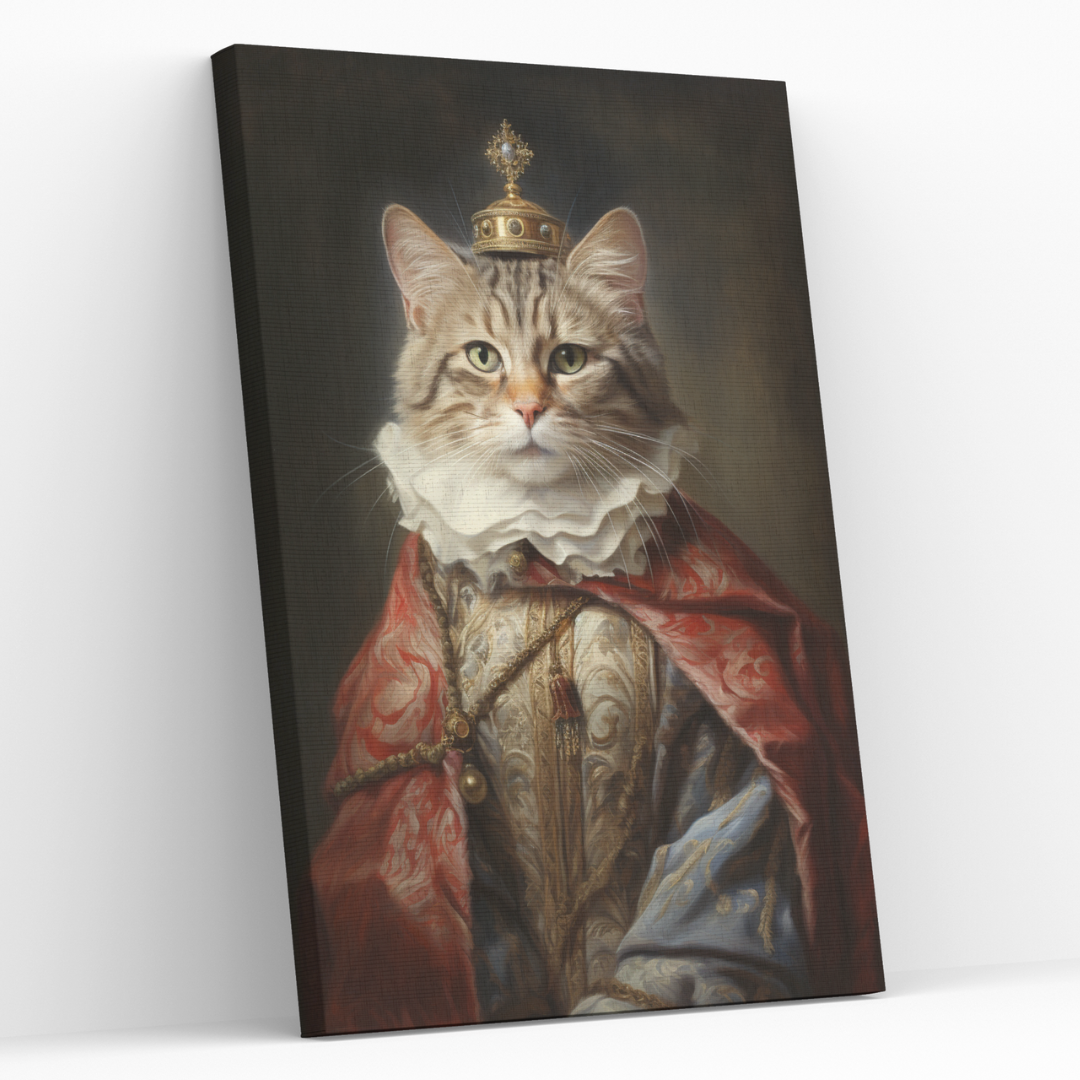 Персонализиран кралски портрет за котарак "Кралят на сънят"