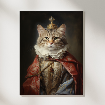 Персонализиран кралски портрет за котарак "Кралят на сънят"