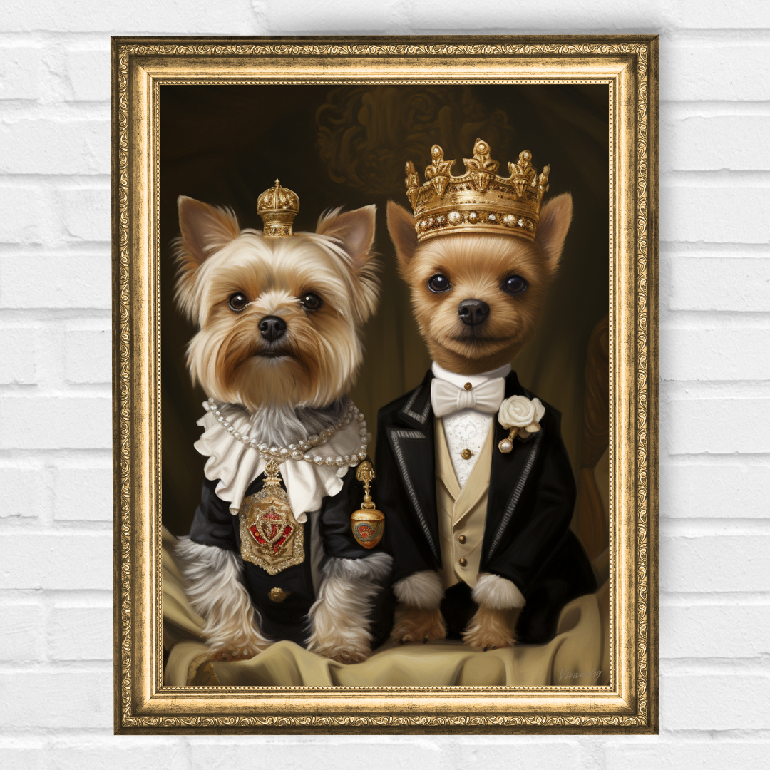 Персонализиран портрет за кучета "Крал и Кралица на Дома"