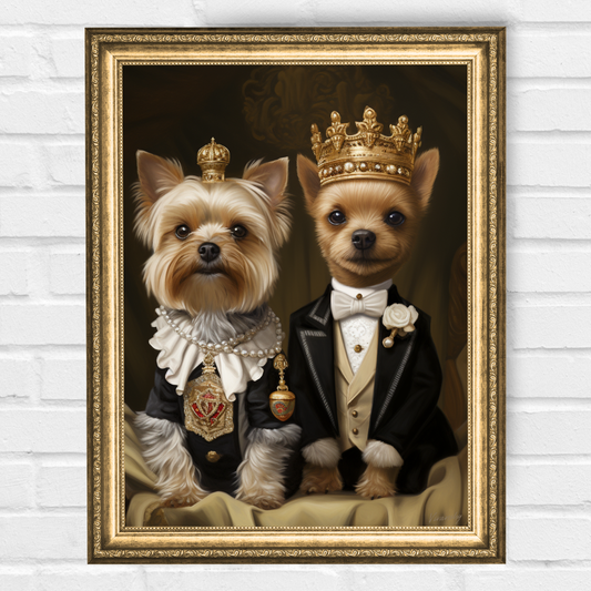 Персонализиран портрет за кучета "Крал и Кралица на Дома"