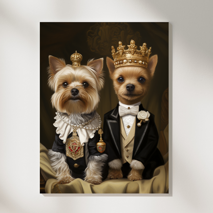 Персонализиран портрет за кучета "Крал и Кралица на Дома"