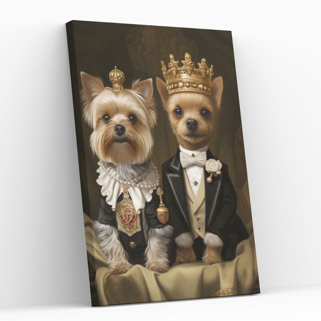 Персонализиран портрет за кучета "Крал и Кралица на Дома"
