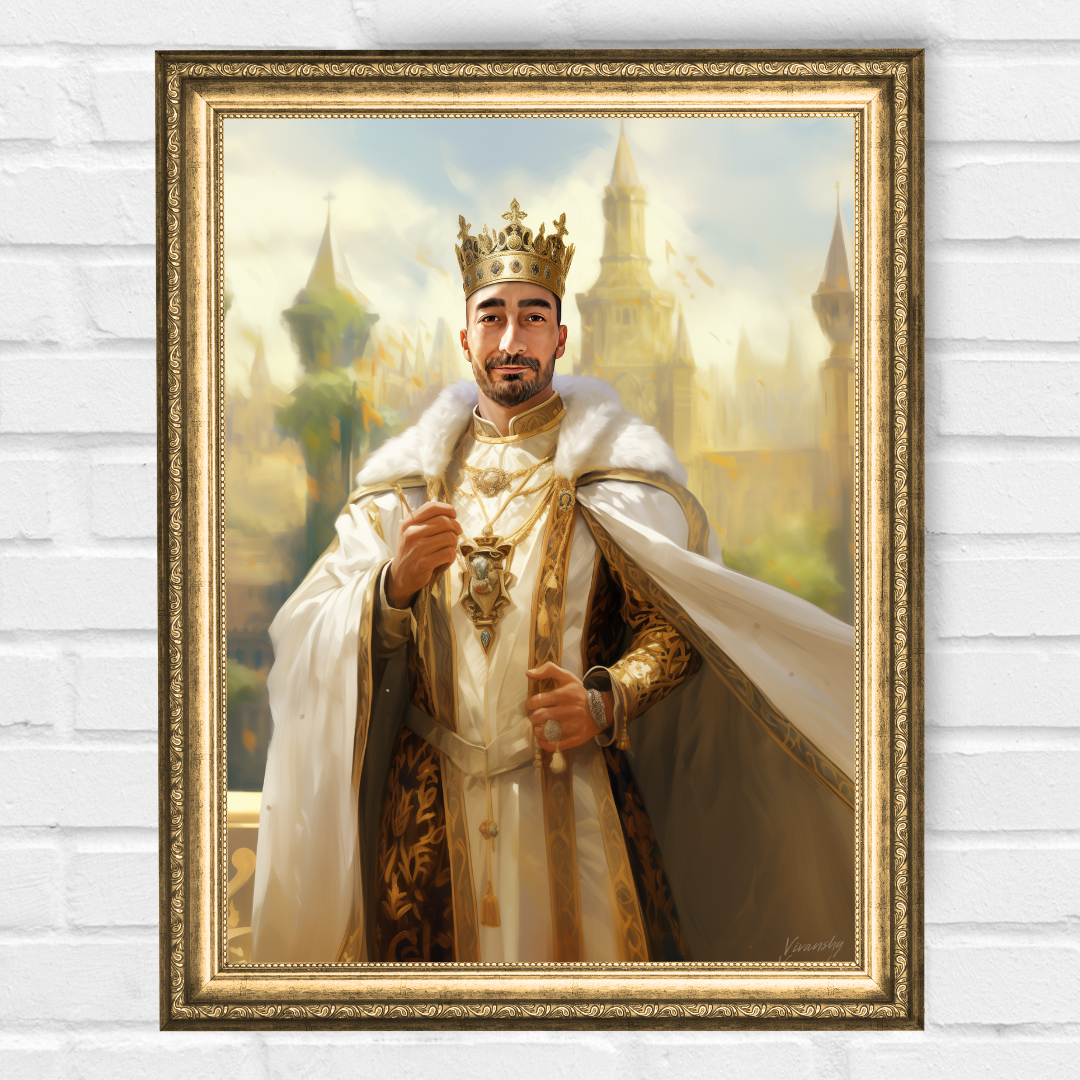 Персонализиран кралски портрет за мъж  "Негово Величество Краля"