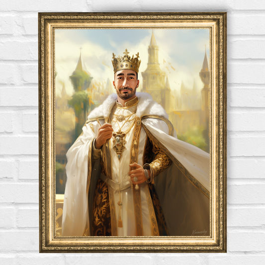 Персонализиран кралски портрет за мъж  "Негово Величество Краля"